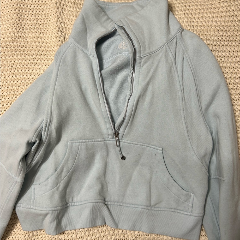 Light blue lululemon oversized funnel neck half zip